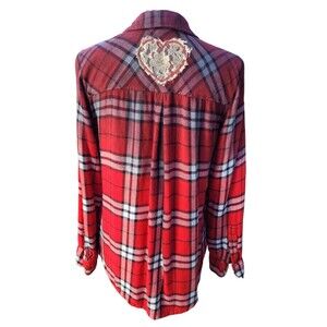 Lace Heart UPCYCLED Flannel | Large